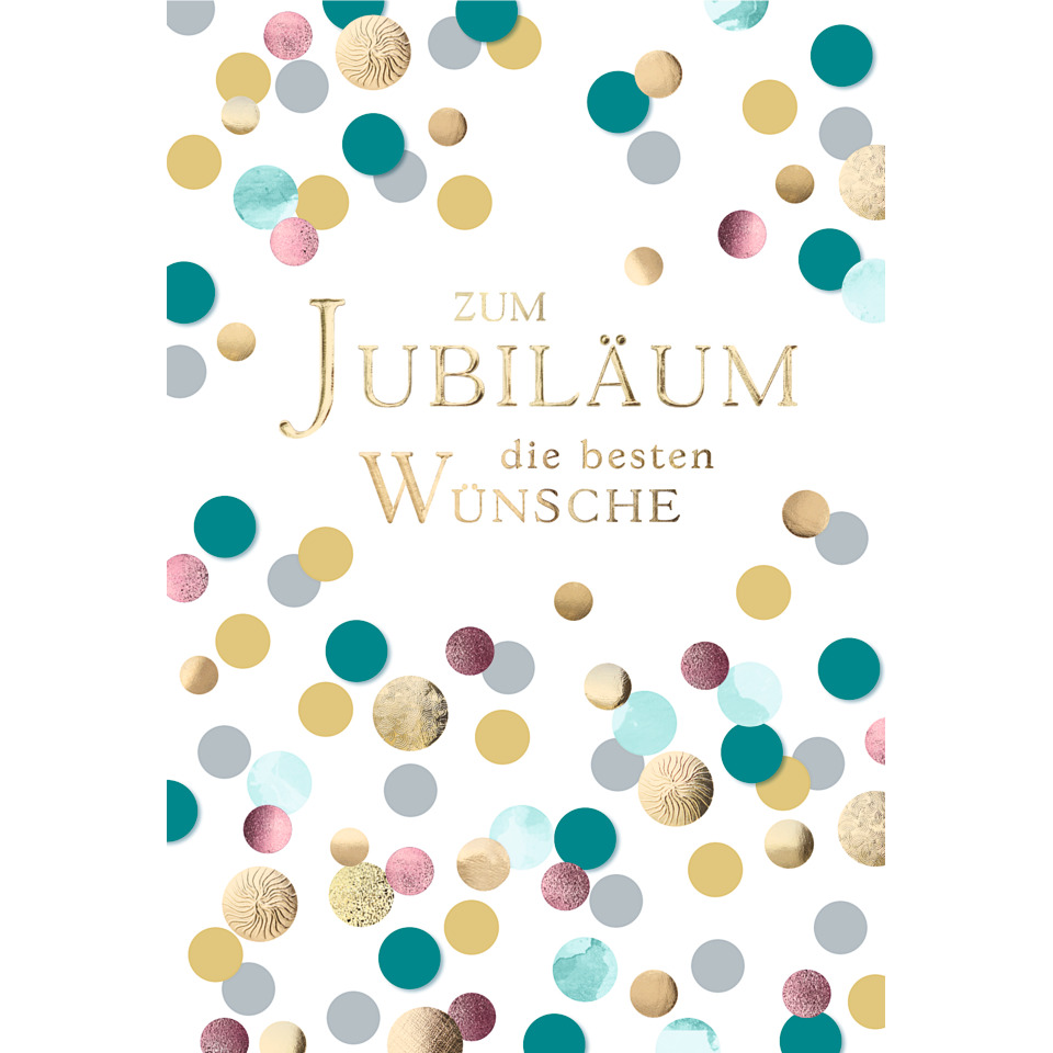 karten, jubilaeum, glitzer, konfetti, kartenmotiv