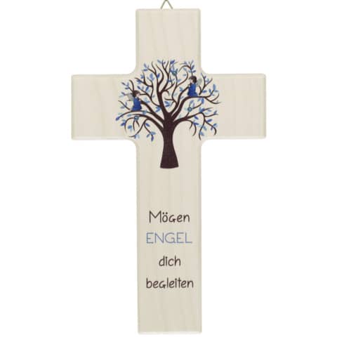 Kinderkreuz Lebensbaum, 20x12cm, blau  N532