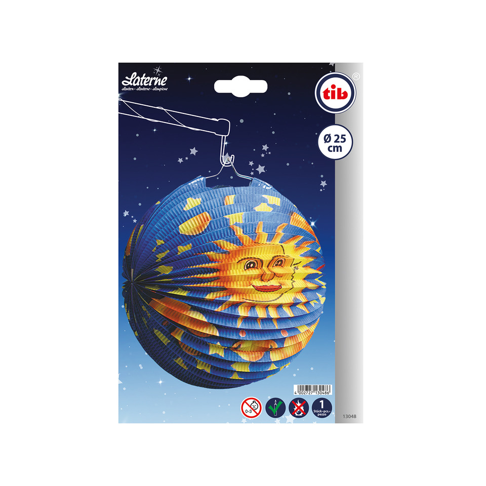 Laterne, Lichterkugel, Papierlampe, Sonnen Mond Muster, 25 cm Durchmesser