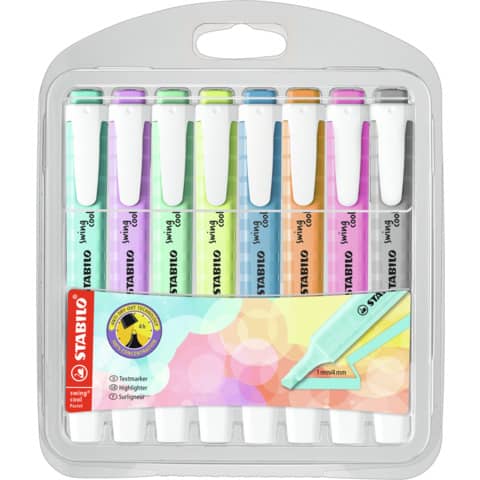 Textmarker swing® cool Pastel Etui, 8 Stück, sortiert STABILO 275/8-08-2