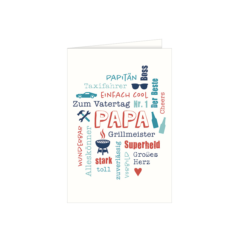 Vatertagskarte, Papa, Grillmeister, Herz, Superheld
