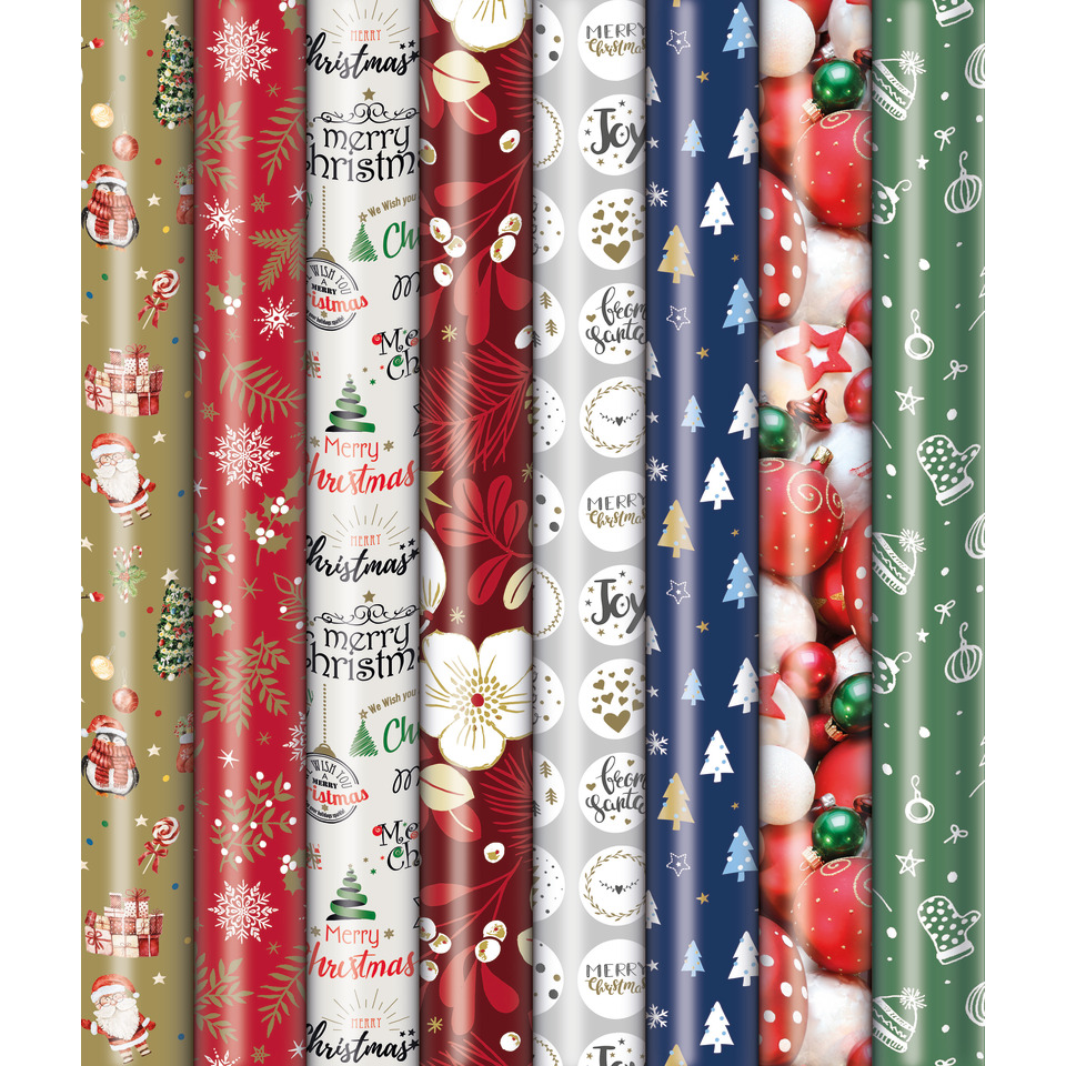 Weihnachtspapier, Geschenkpapier, Weihnachtliche Muster, Rollenformat, Dekorativ