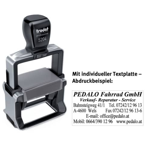 Selbstfärbestempel mit Platte 6 Zeilen   individuell TRODAT 5204P
