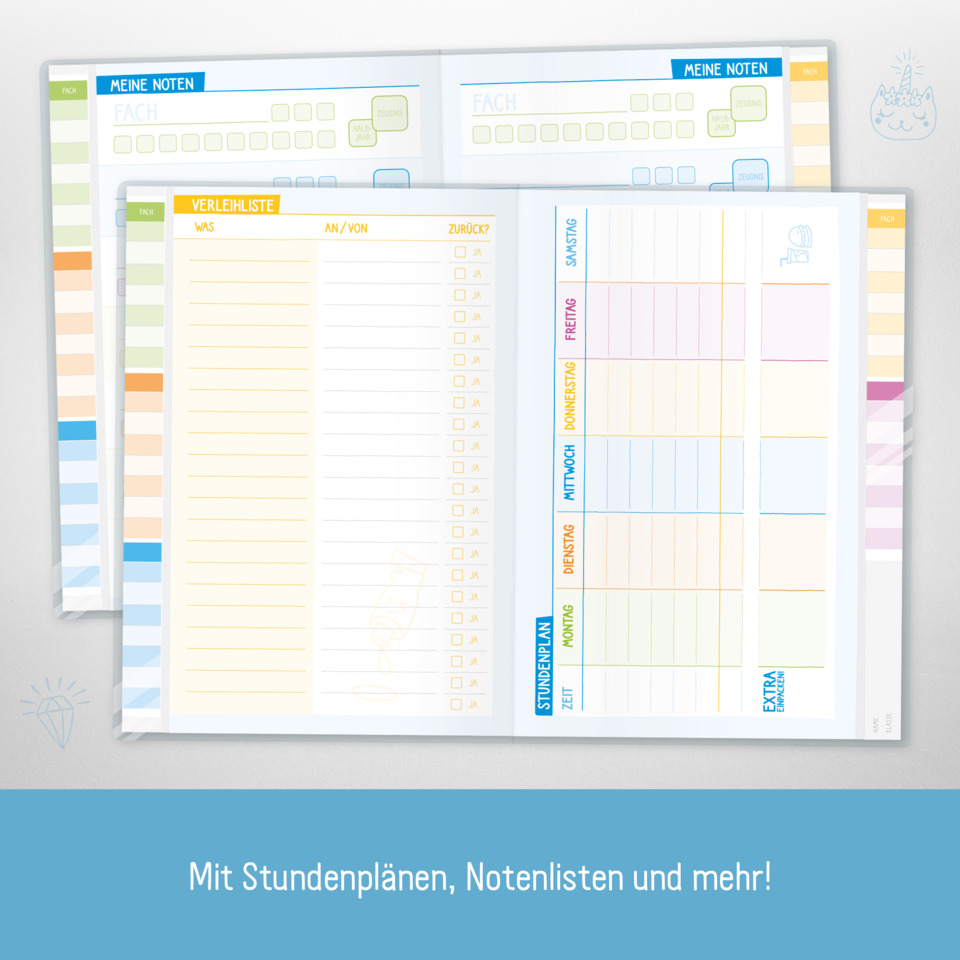 Stundenplan, Notenplan, Planer, Schule, Kartenlayout