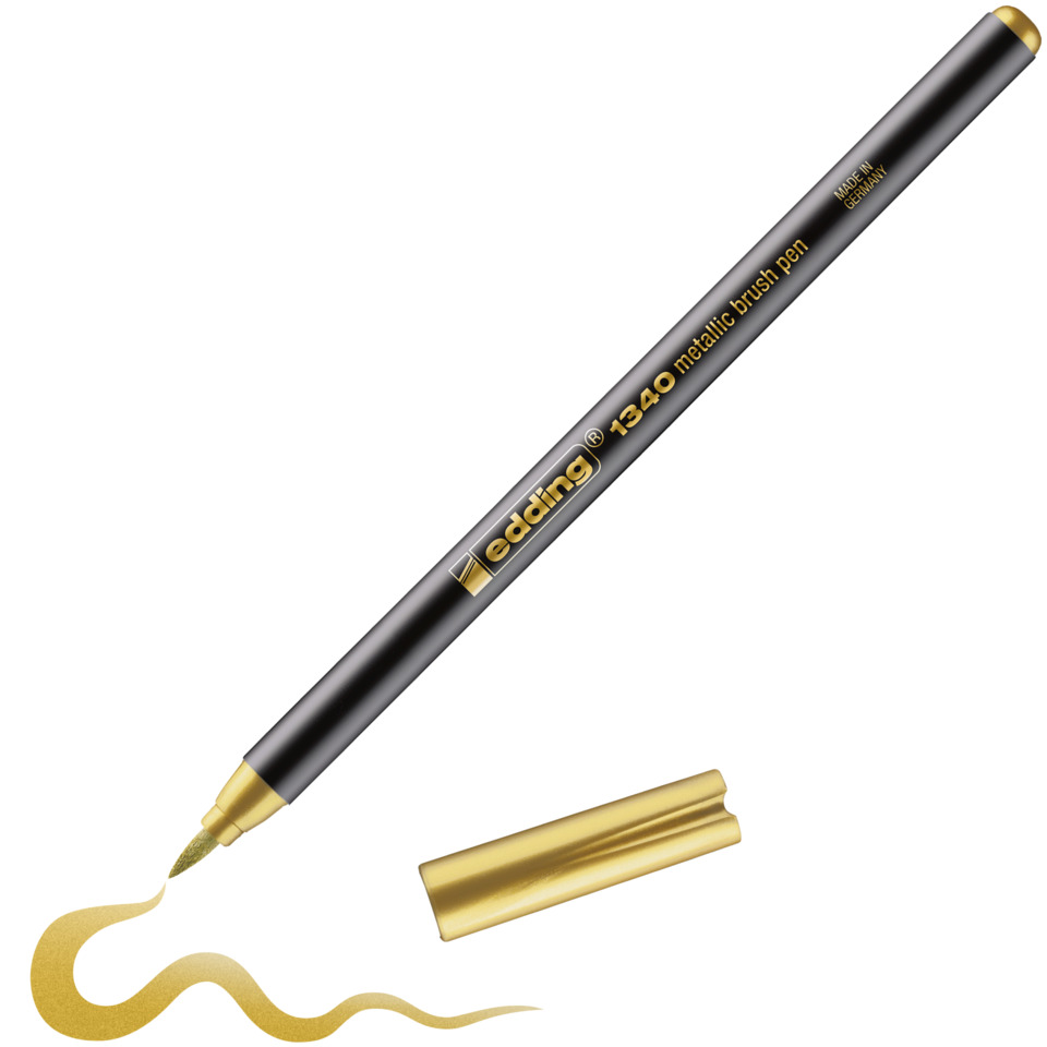 Malstift, Metallisch gold, Pinselstift, Kalligrafie, Goldkappe