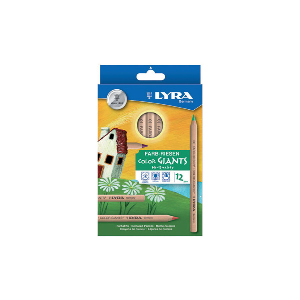 Farbstifte, Buntstifte, Holzstifte, 12er Pack, Color Giants