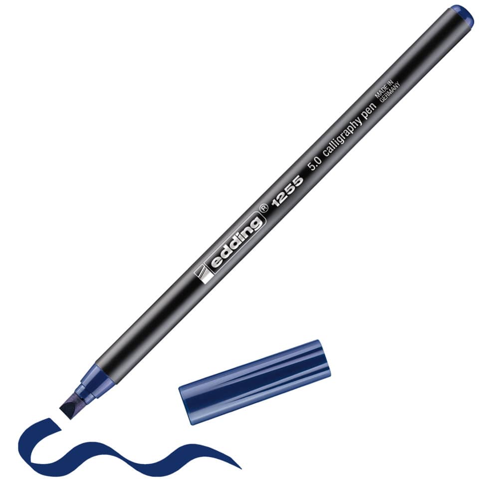 Kalligraphie-Stift, Markerstift, blauer Deckel, schwarzer Körper, feine Spitze