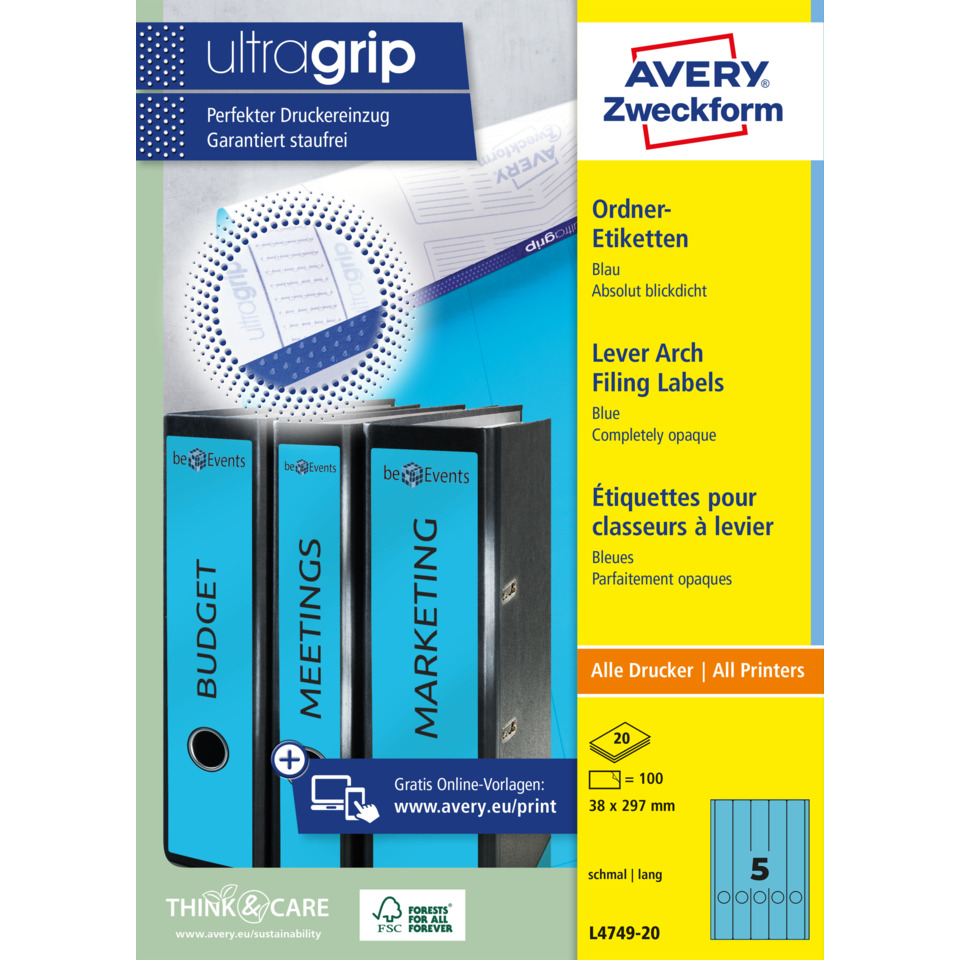 Avery, Ordneretiketten, Blau, Archivordner, Etiketten