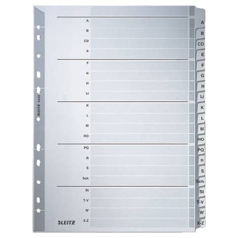 Kartonregister A-Z, A4, Karton, 20 Blatt, grau LEITZ 4328-00-00