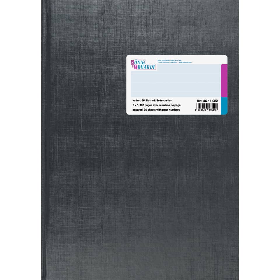 Geschäftsbuch A4, 192 Seiten, mit Seitenzahlen, kariert, Kunststoff, grau KÖNIG & EBHARDT 86-14 222