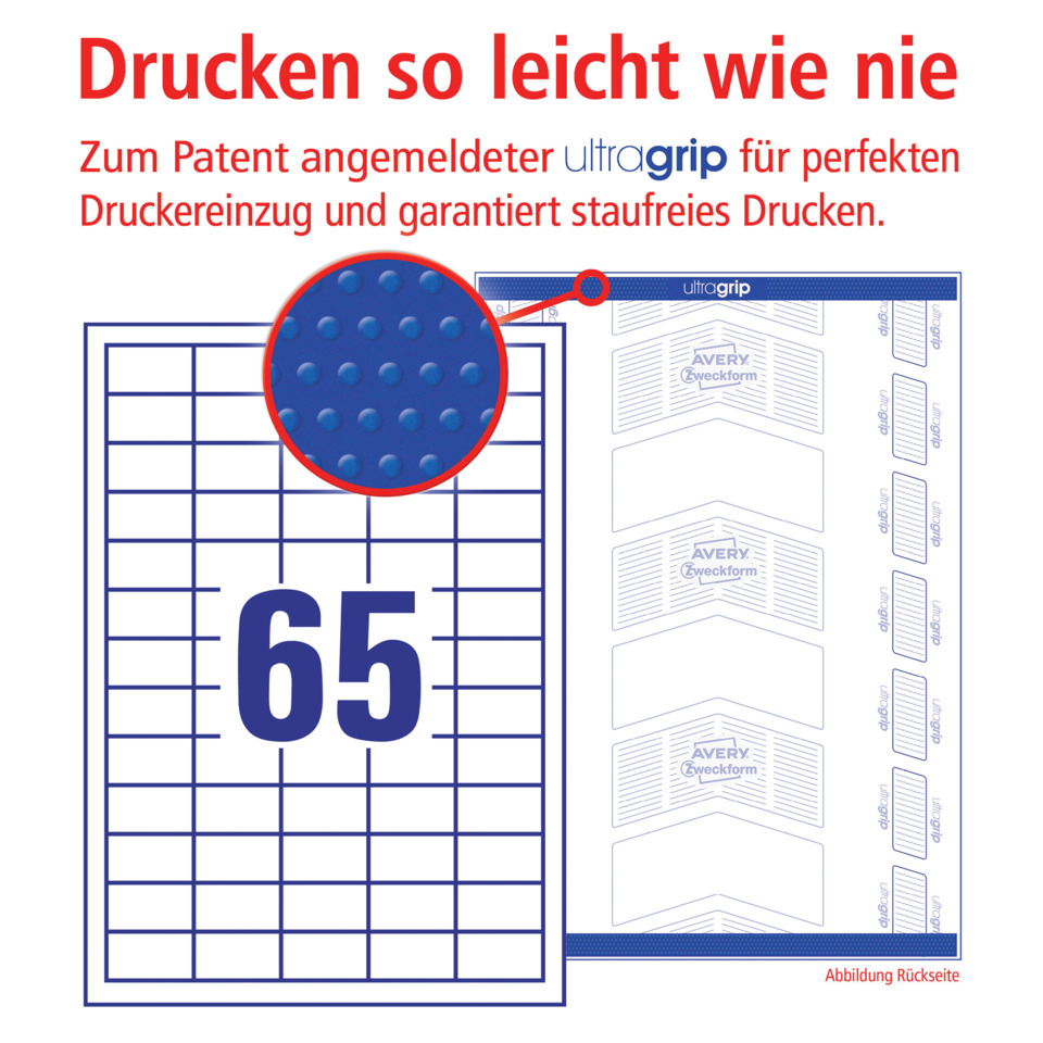 Druckeinlage, 65, Kartenlayout, Gitter, Ziffer