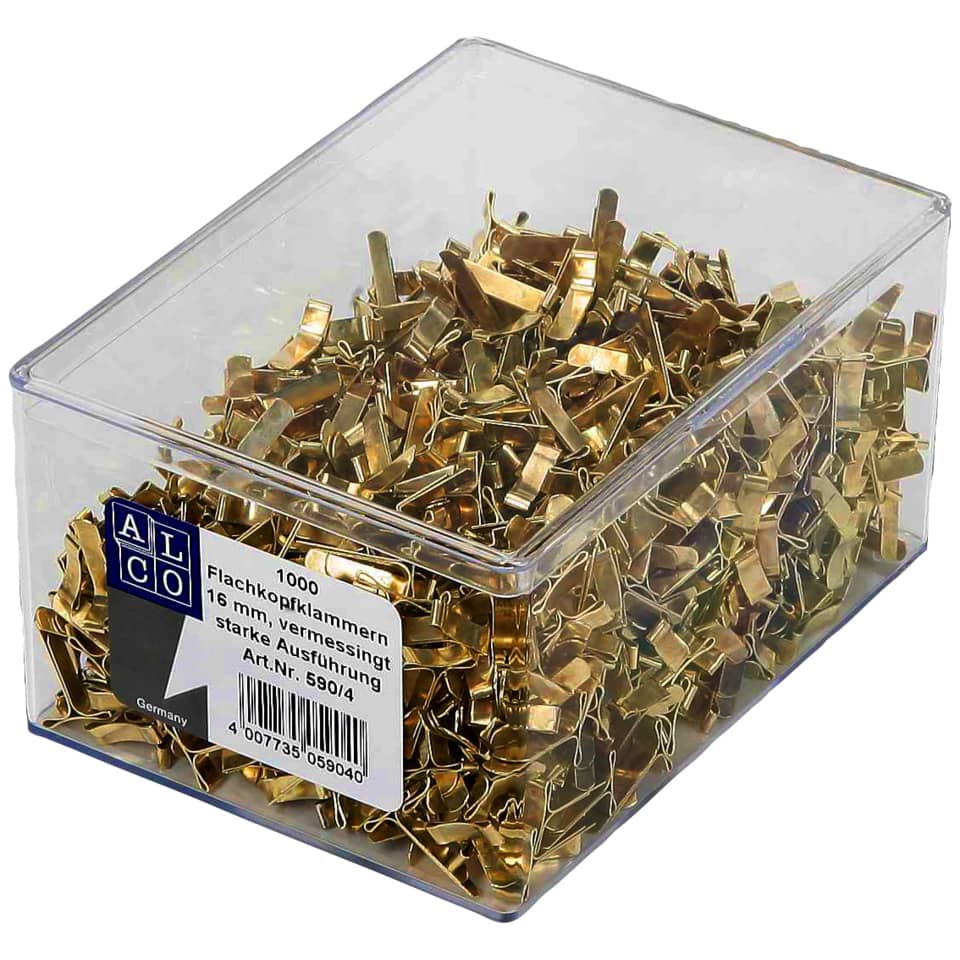 Flachkopfklammer, Eisen vermessingt, 16 mm, No. 13, 1000 Stück ALCO 590/4