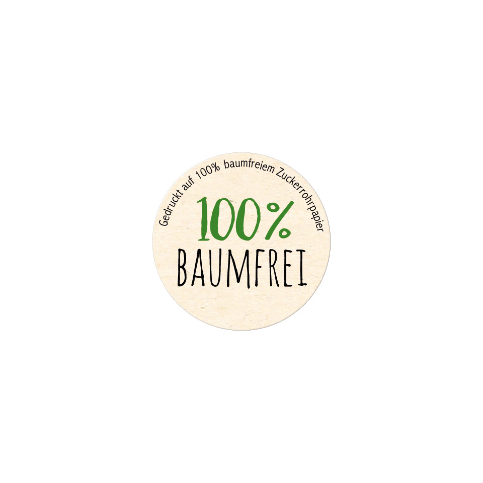 100%, Baumwoll, Baumwollpapier, Rundaufkleber, Naturfarbe