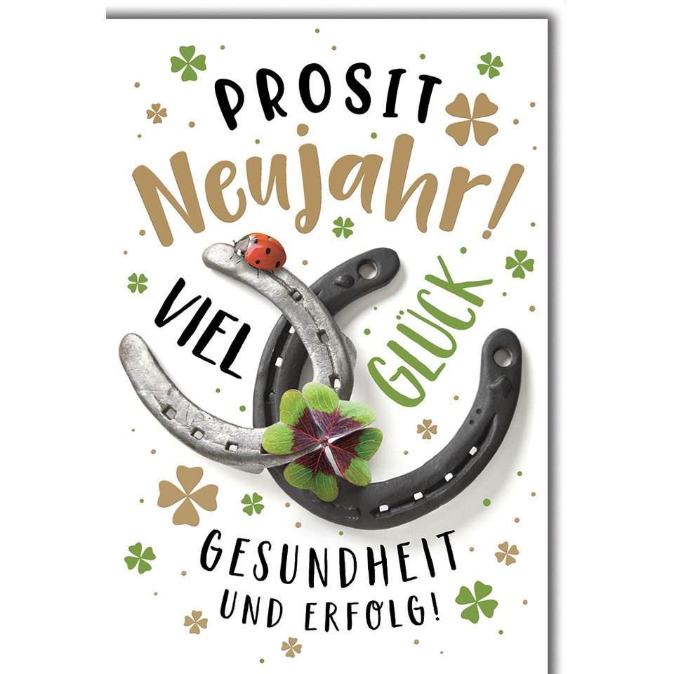 Hufeisen, Glück, Vierblattklee, Klee, Vorsatzkarte