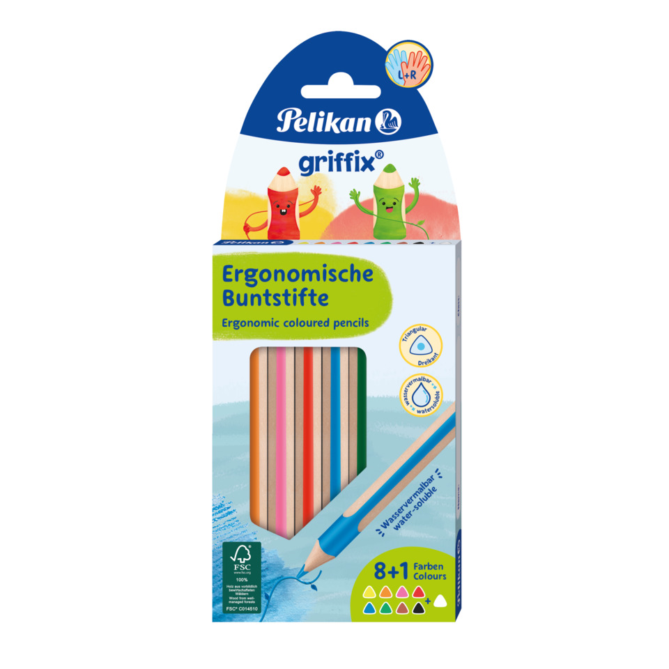 Ergonomische Stifte, Buntstifte, Holzstifte, Triangularer Griff, Wasserlöslich