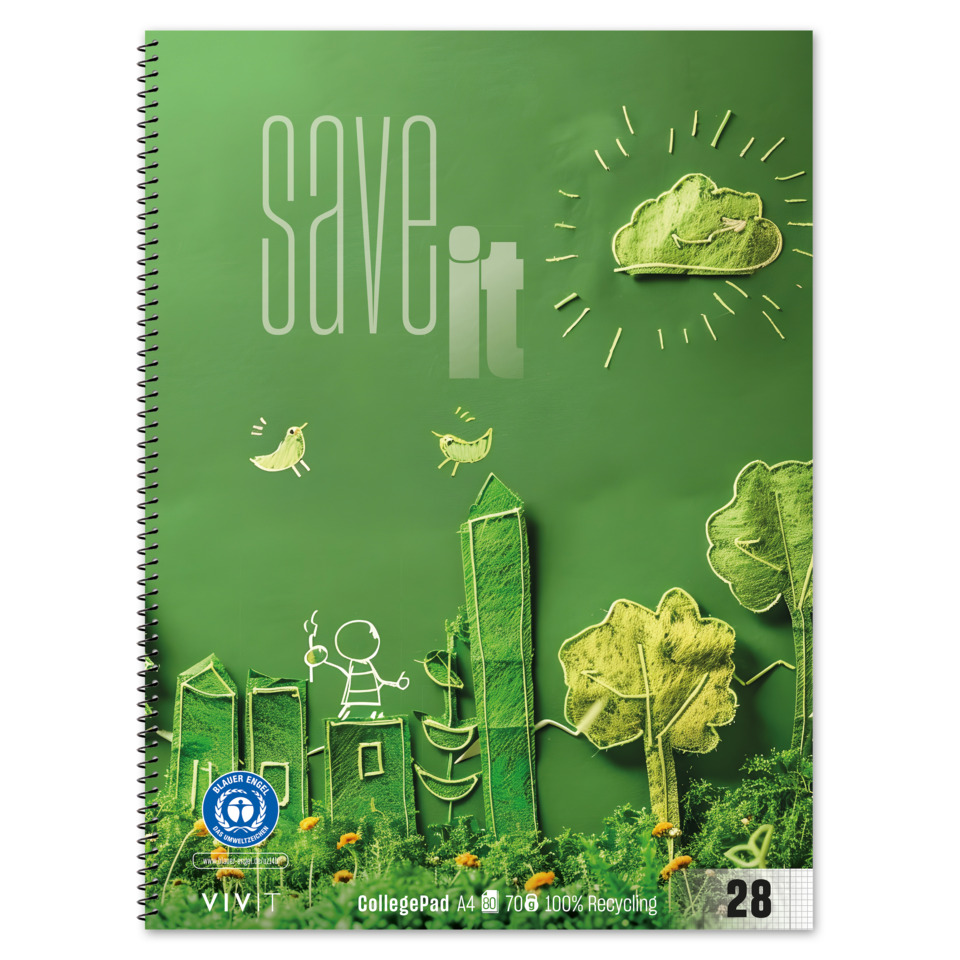 spiral notebook, grüner einband, A4-Notizbuch, recycling, Collegeblock