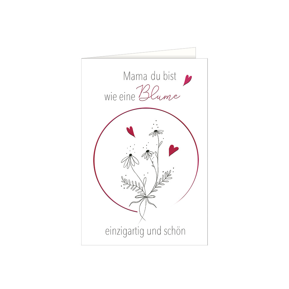Blume, Kartenmotiv, Herz, Zweige, Rundes Design