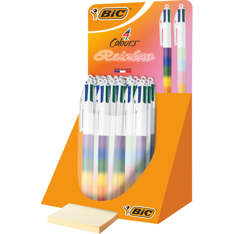 Kugelschreiber, Mehrfarbige Tinte, 4 Farben, Umschlag, Displayständer