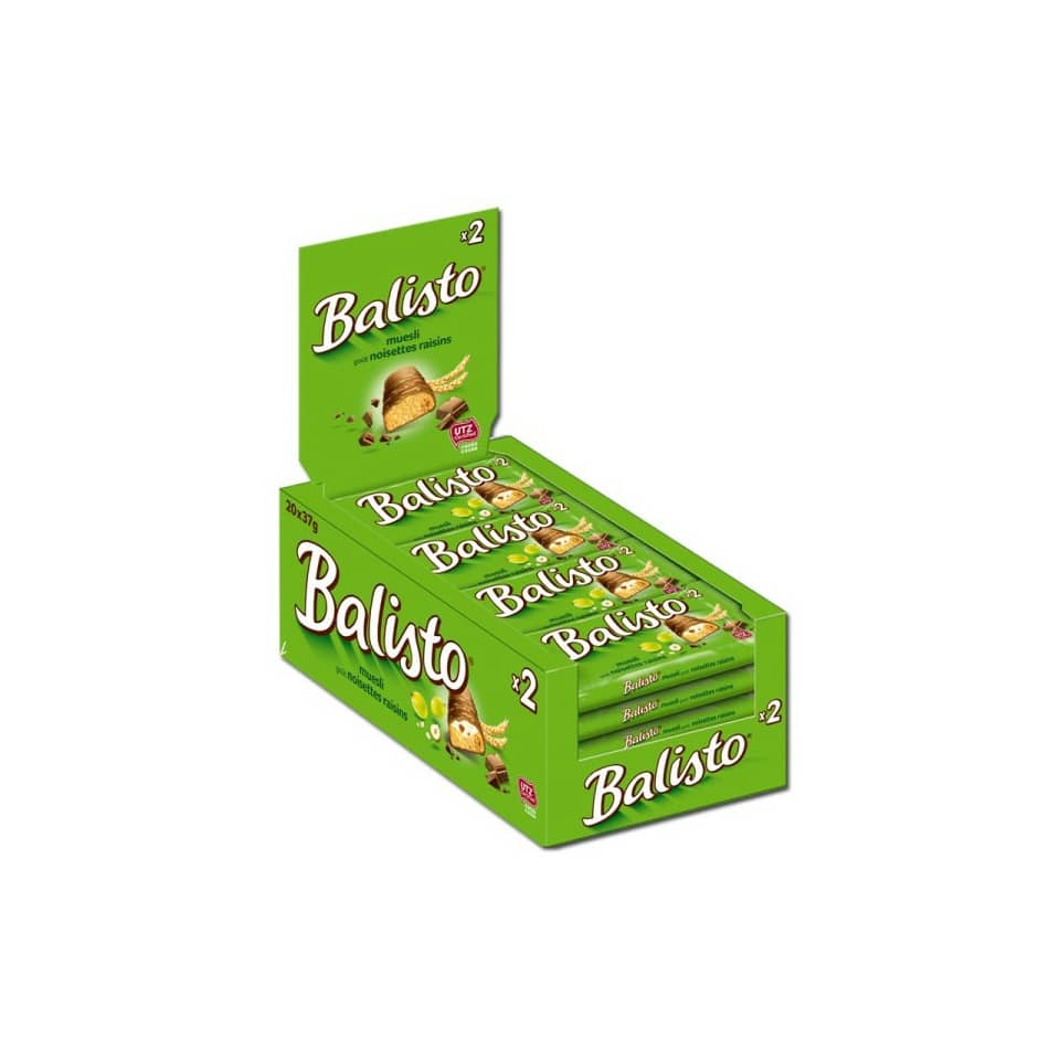 Keksriegel, Balisto, Grüner Karton, Nuss-Rosinen, Packung