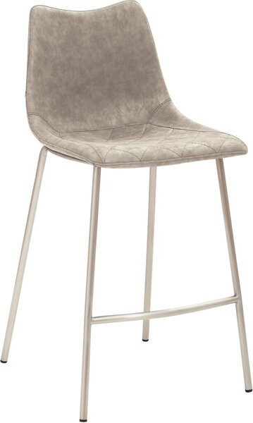 Bar-/Tresenhocker mySOLO 1175, Sitzschale in lichtgrauem Kunstleder, Vintage Look Rautensteppung, 4-Fuß-Gestell edelstahl gebürstet