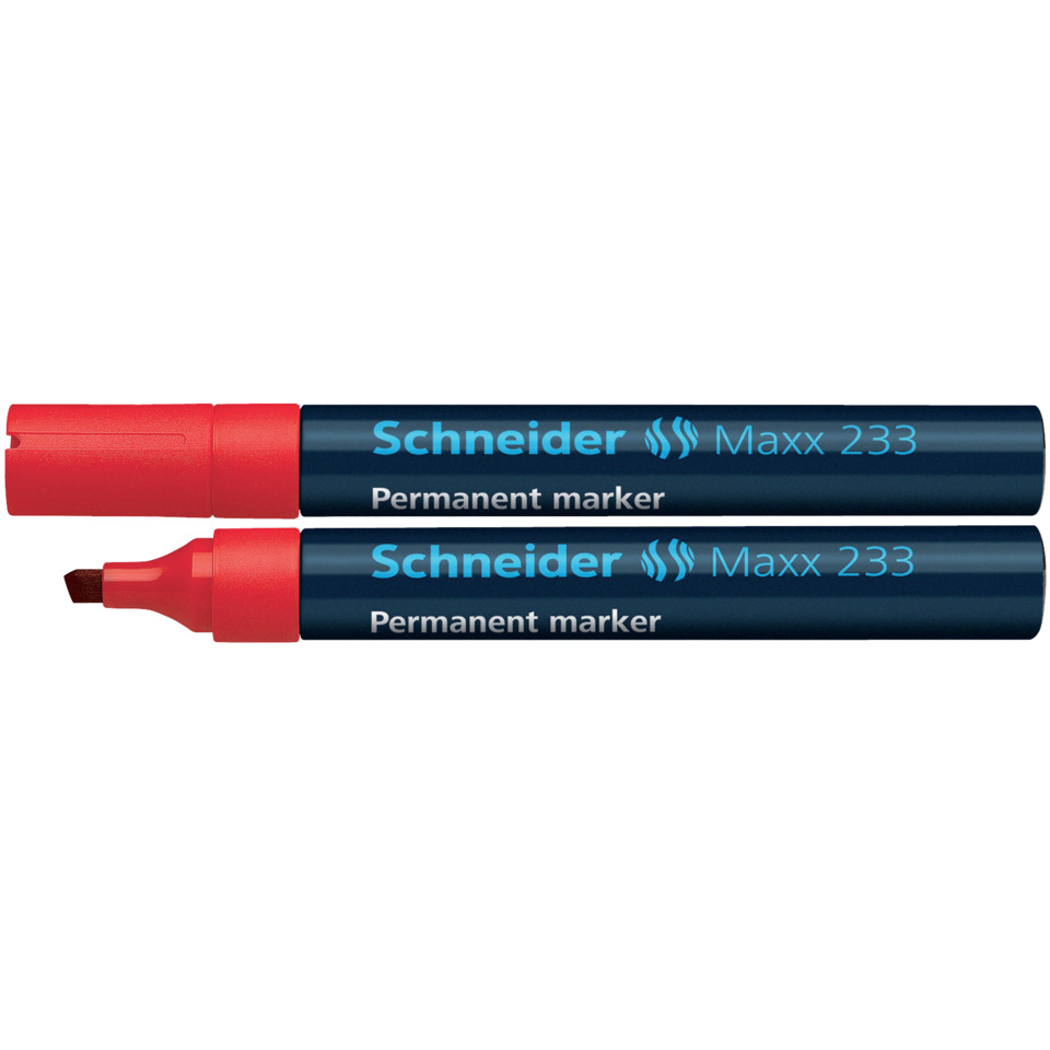 Marker, Permanent marker, Red cap, Blue body, Schneider Maxx 233