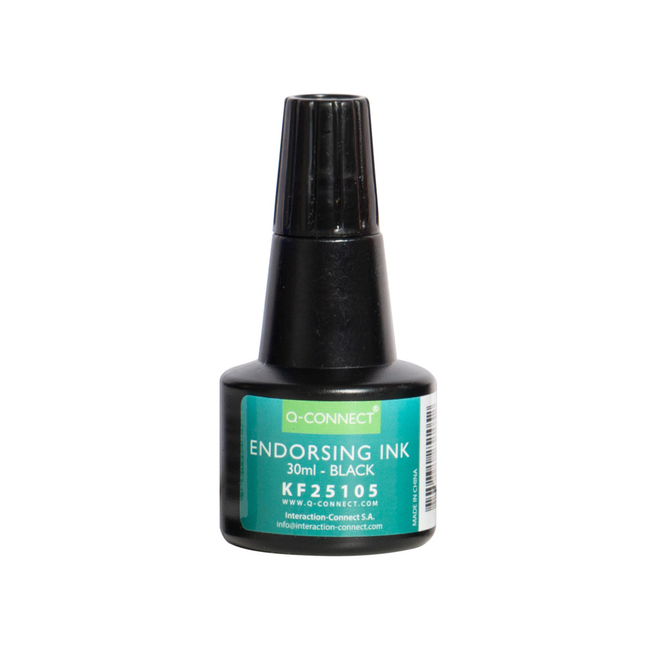 Endorsing Ink, Fläschchen Tinte, Schwarz Tinte, 30ml, Q-Connect