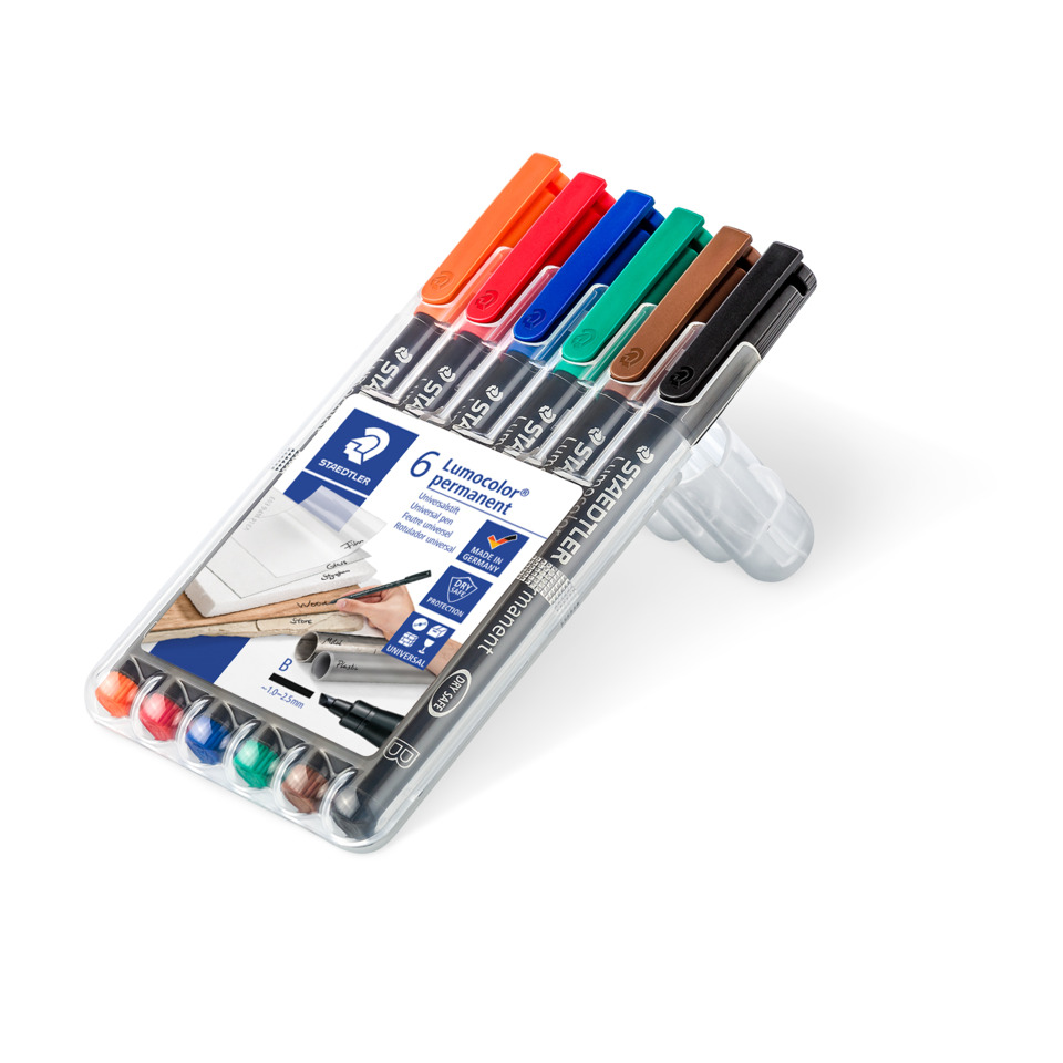 3D farbmarker, Lumocolor permanent, Marker-Set, bunte Kappen, Mini-Markeretui