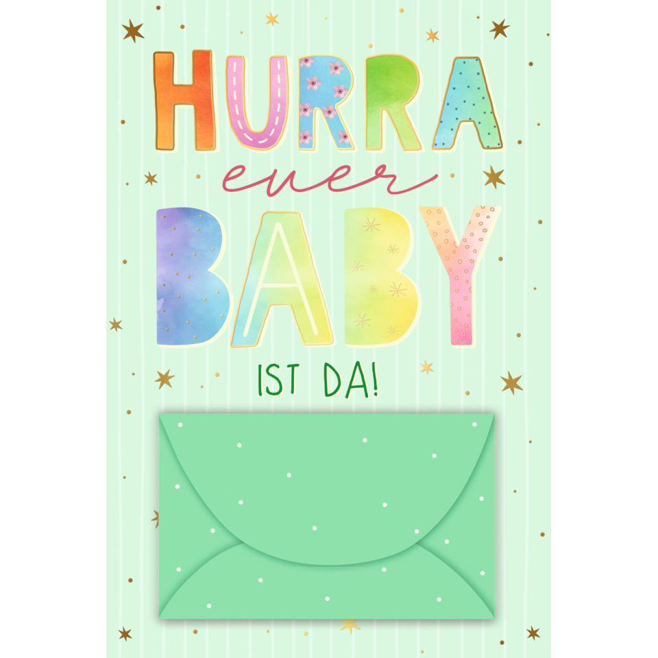 Grußkarte, Karte, Baby, Grußkarte Baby, Umschlag