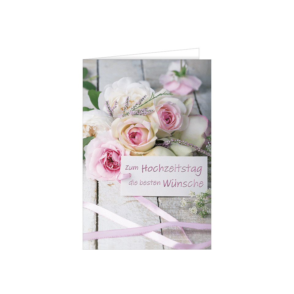 blumenstrauß, rosen, hochzeit, grünelemente, kartenaufschrift