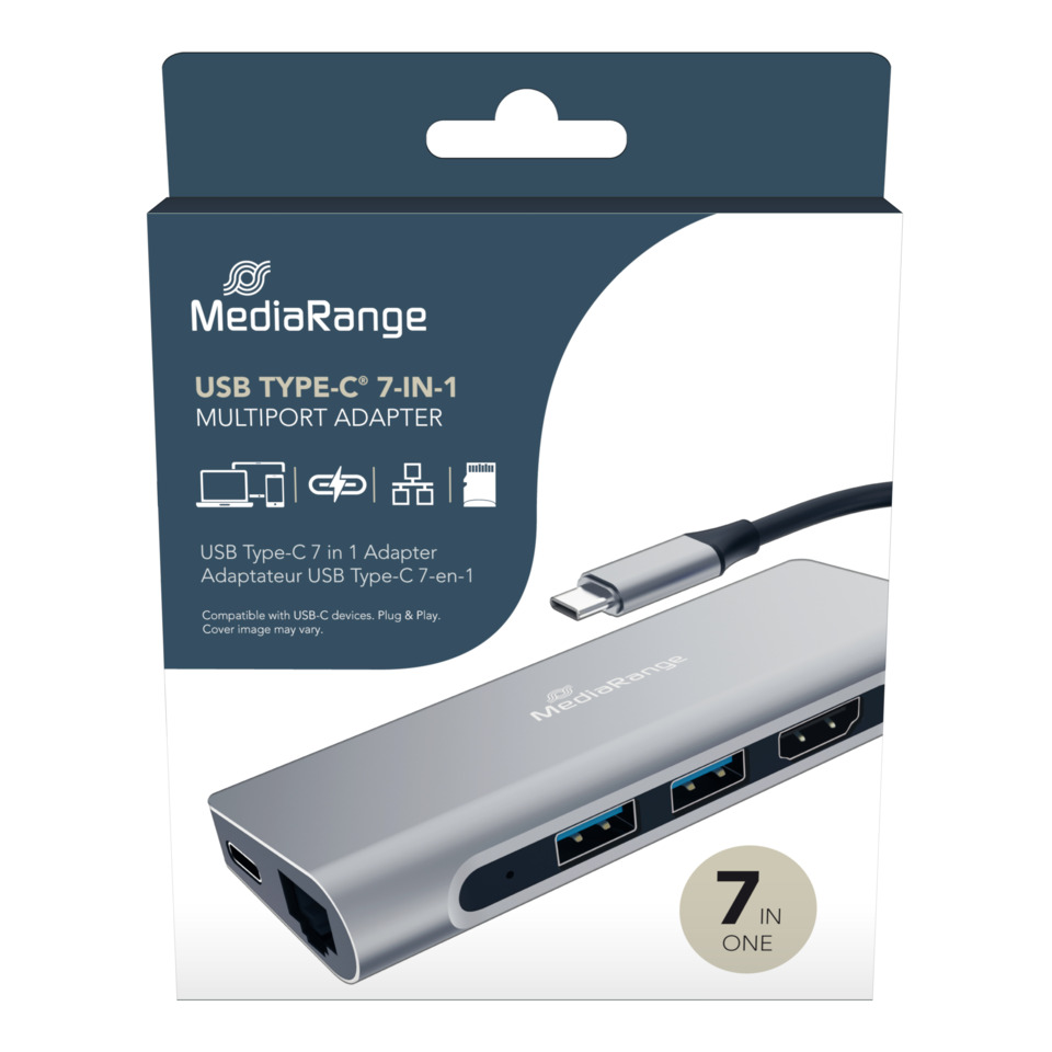 USB-C Hub, 7-in-1 Adapter, USB Type-C, Multaport, Aluminium Gehäuse