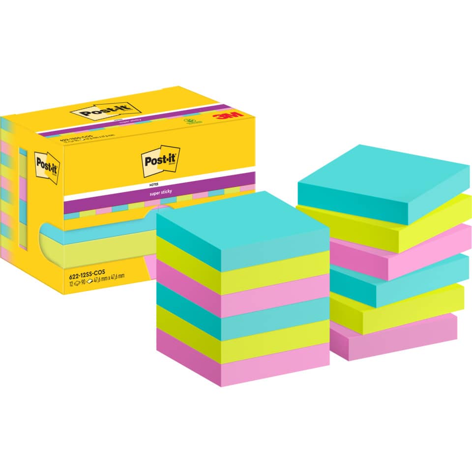 Haftnotizblock Super Sticky Notes Cosmic Collection, 48x48mm, 12x90 Blatt POST-IT 622-12SS-COS