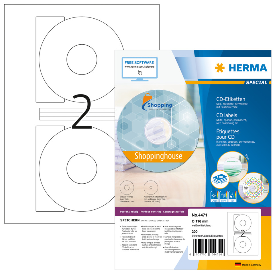 CD-Labels, CD-Rohlinge, Etiketten, Beschriftung, Druckform