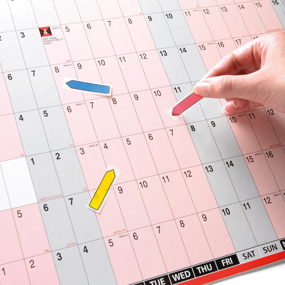 Wandkalender, Kalender, Monatskalender, Papierplaner, Magnetmarkierungen
