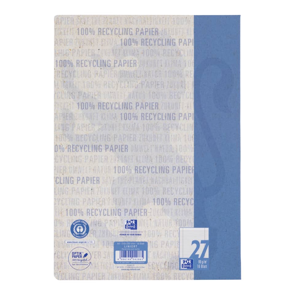 recycling paper, papierblock, notizblock, A4, blauer rücken
