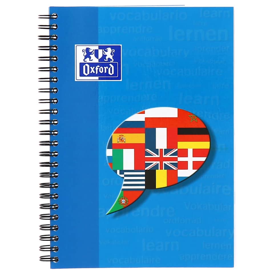 Notizbuch, Spiralheft, Oxford, Sprachenlernen, Flaggenlogo