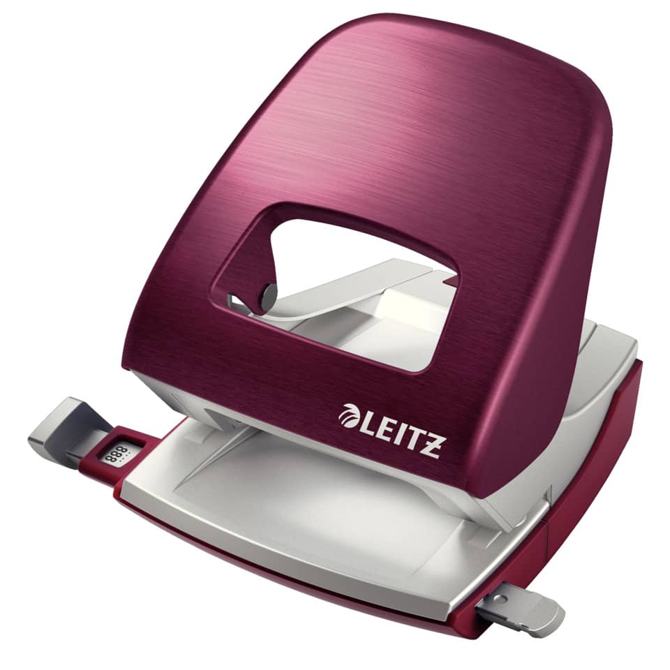 Lochstanzer, Bürohefter, Heftgerät, Metall, Pink