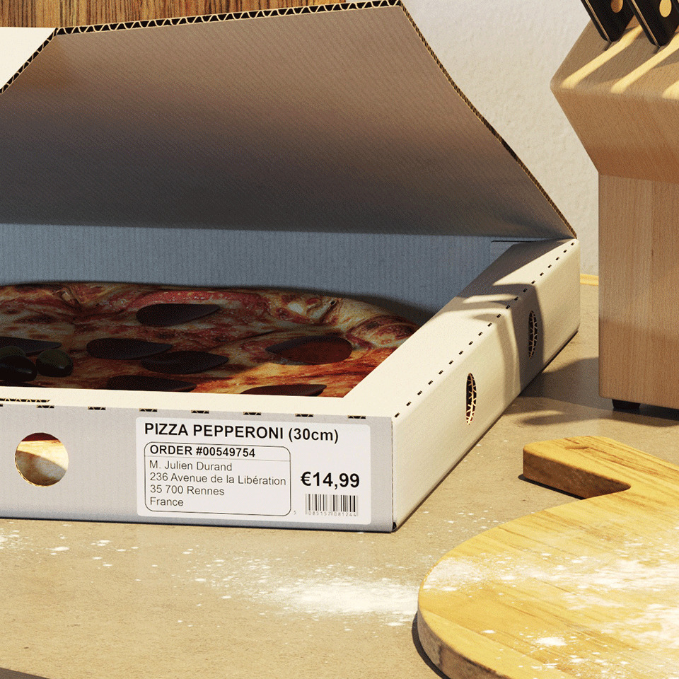 Pizza, Pizza-Verpackung, Pizza in Box, Pepperoni Pizza, 30cm