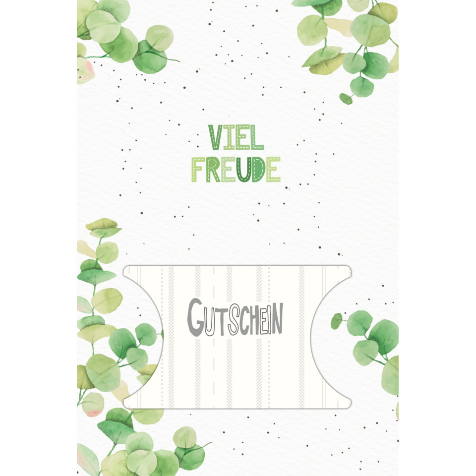 Gutschein, Gutscheinkarte, Geschenkgutschein, Beutelmust, Blätterdekor