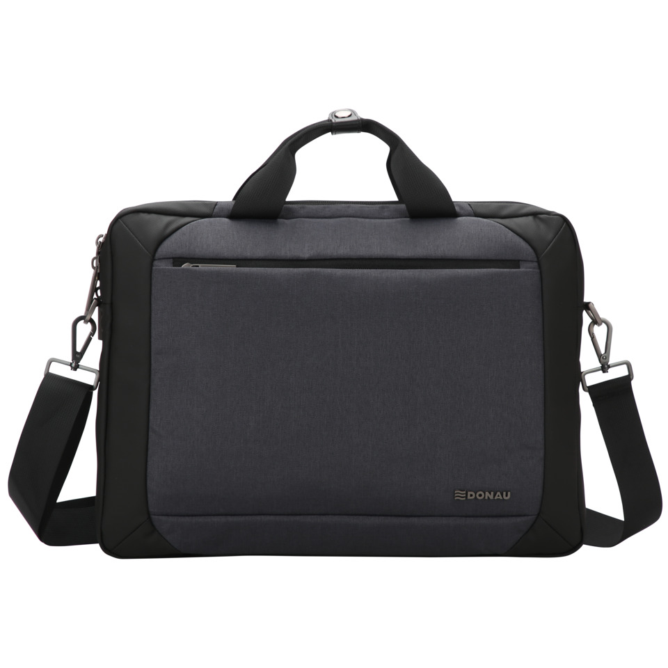 Laptop-Tasche, Schultertasche, Grau, Vordertasche, Abnehmbarer Schultergurt