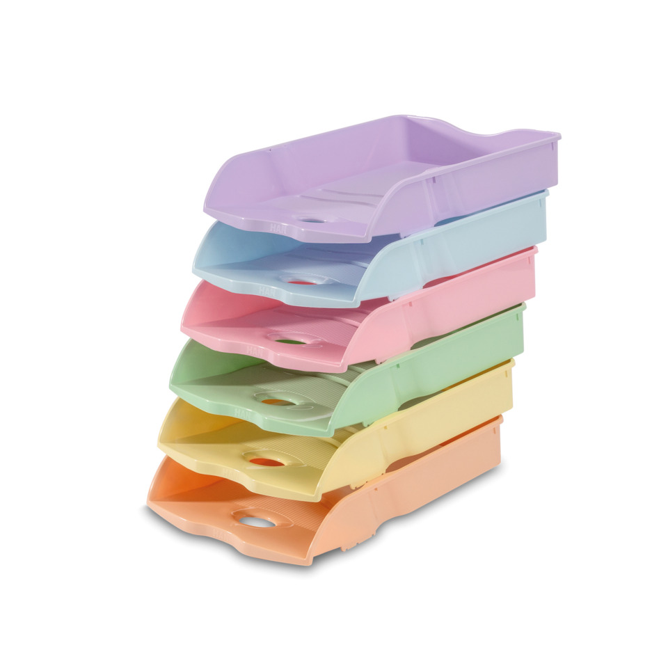 Ordnungstablett, Stapelbare Ablagen, Kunststoff-Organizer, Pastellfarben, Mehrfarbenes Stapelgestell