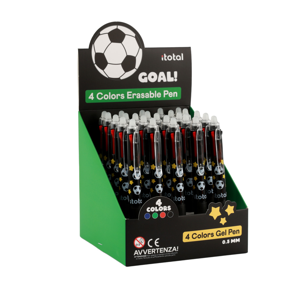 Stift, Gelschreiber, 4 Farben, Erasable, Fußballmotiv