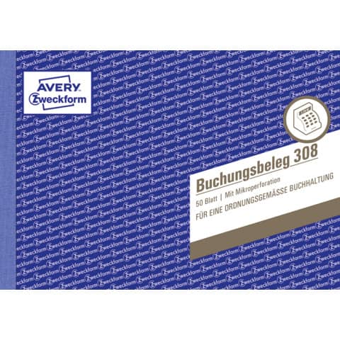 Buchungsbeleg, A5 quer, 50 Blatt AVERY ZWECKFORM 308