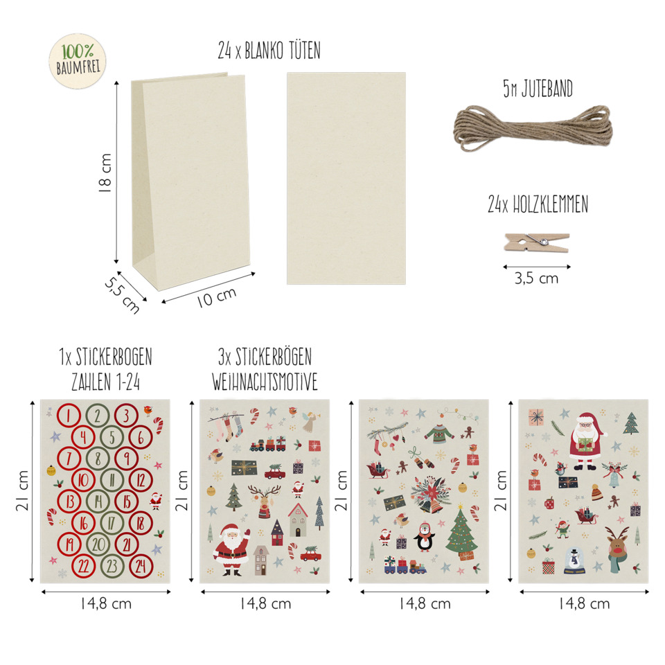 Kartenhalter, Papier, Pappkarton, Holzklammern, Weihnachtsdekoration