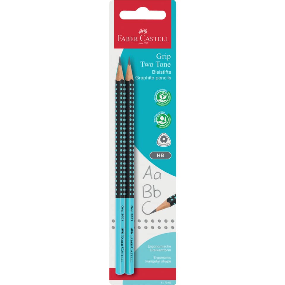 Graphite pencils, HB pencils, Dreieckform, Ergonomisch, Zweifarbige Punkte
