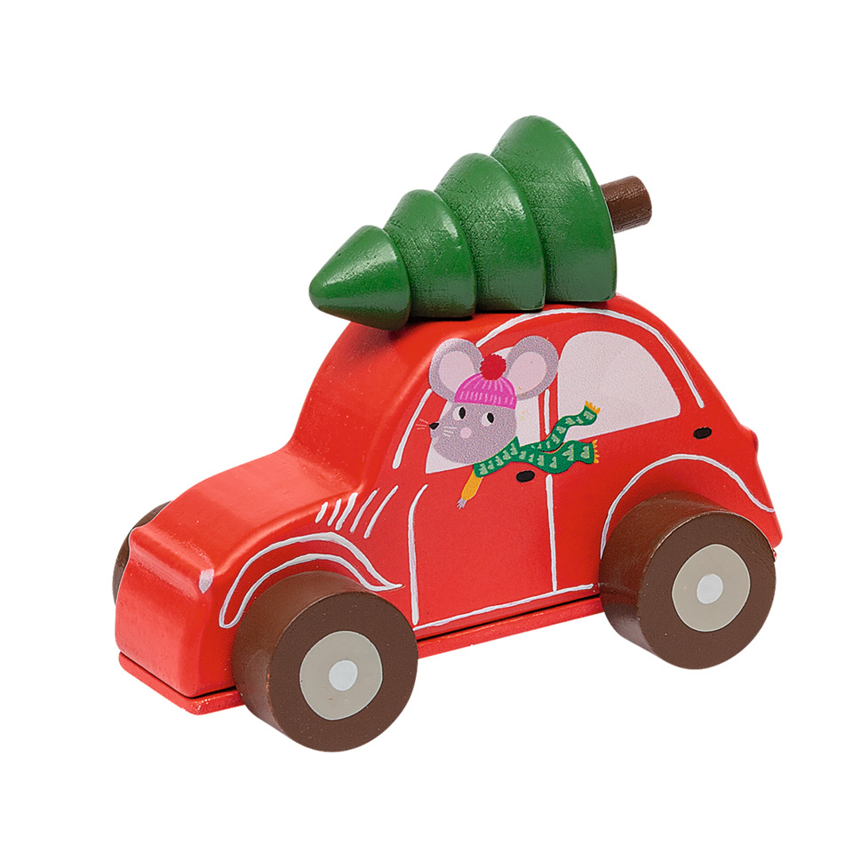 Holzspielzeug, Auto, Rentier, Weihnachtsdeko, Miniaturauto