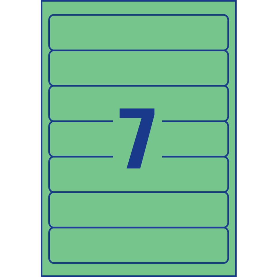 Nummer sieben, grüner Hintergrund, blaue Umrandung, Kartenschild, horizontale Linien