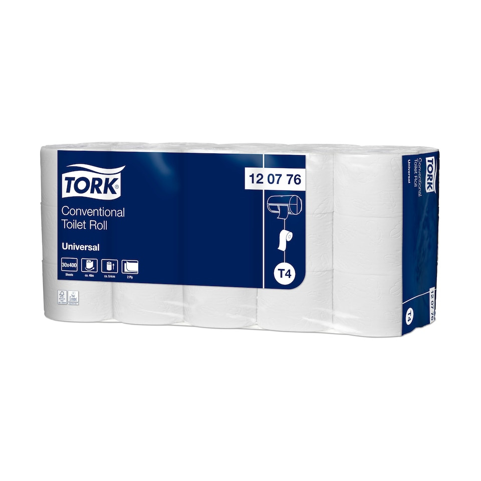  Toilettenpapier, Gewöhnliche Rolle, Weiß, Universal, Viererpack