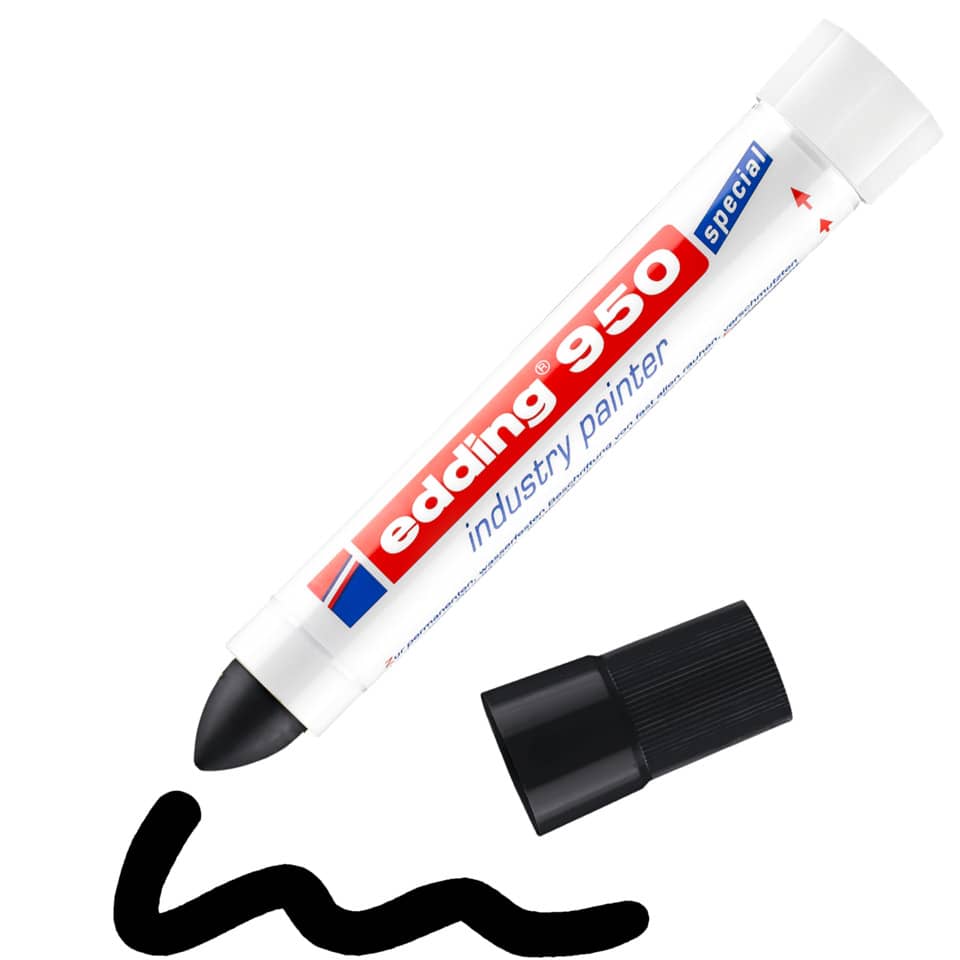 weißmarker, ölfarbstift, industriestift, schwarze Tinte, radierbar stift