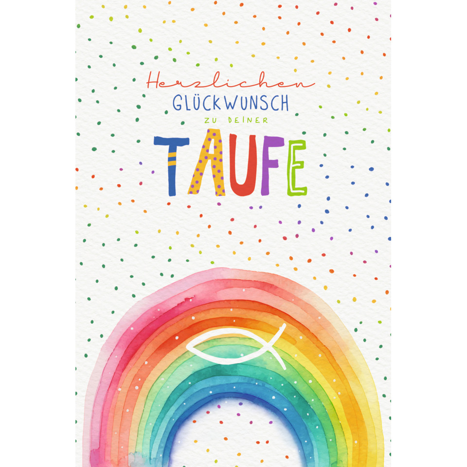 Grußkarte, Taufe, Regenbogen, Kartenmotiv, Wasserfarbe