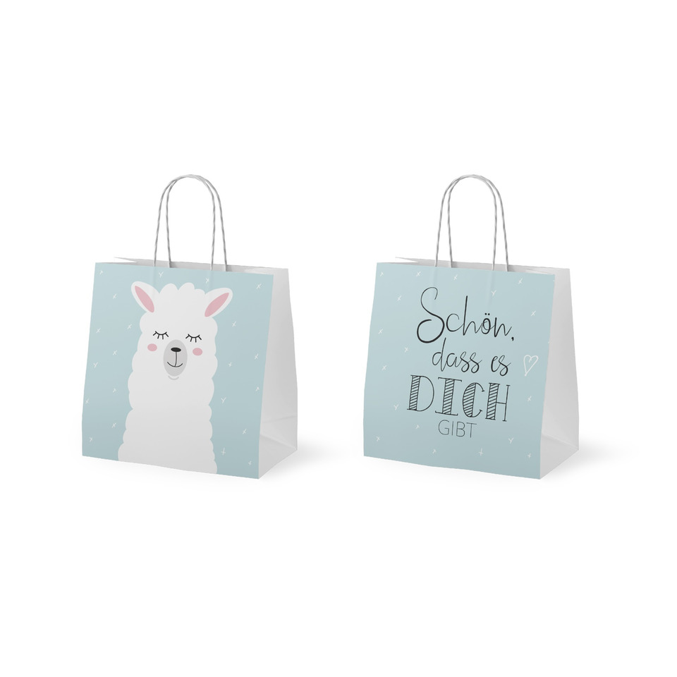 Geschenkbeutel, Papiertragetasche, Lama, Lama Muster, Spruchkarte